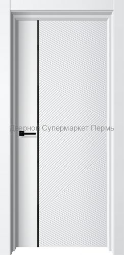 Дверь Cosmo 6, кромка ПВХ черная с 4х сторон, молдинг алюминий черный