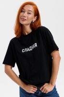 8540 футболка женская [черный+сладкая]