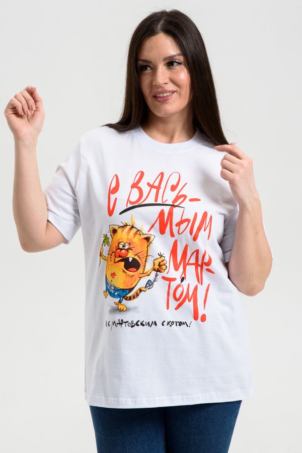 8540 футболка женская [белый+вась]