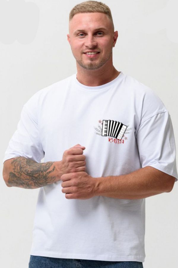 8579 футболка оверсайз мужская [белый+гармонь]