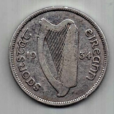 1 флорин 1934 Ирландия Редкий год Великобритания