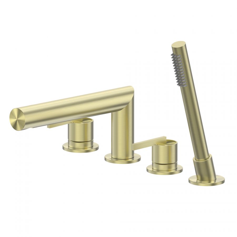 Смеситель ABBER Perfekte 316 AF8A13BG На борт ванны с лейкой, золото брашированное