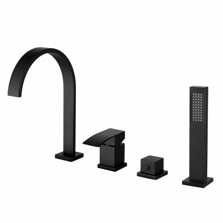 Смеситель ABBER Wasserfall AF8613B На борт ванны, черный матовый