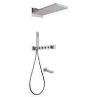 Душевая система ABBER Rund AF8753SP скрытого монтажа с изливом, термостат, сатин