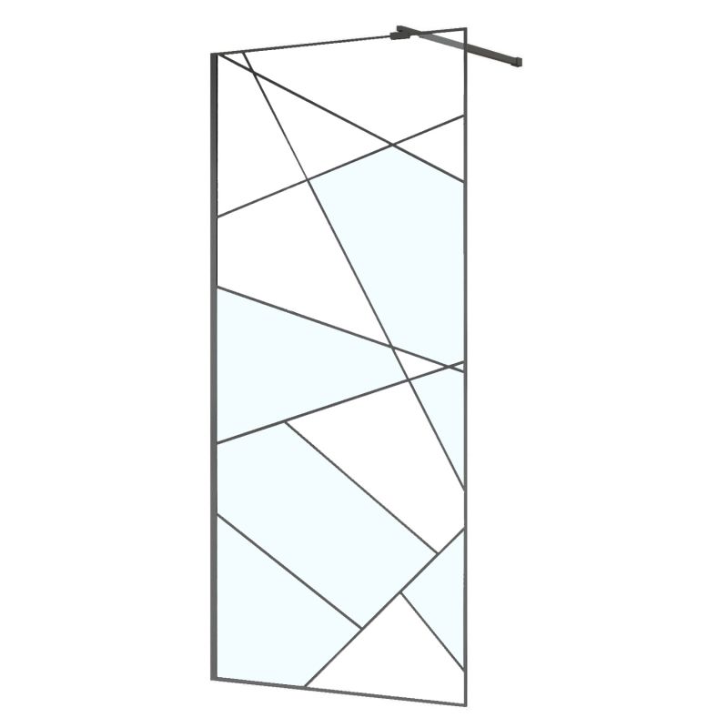 Душевая перегородка Azario Walk-in 120x195 в рамке, графический принт 8мм, профиль графит матовый AZ-271-120-MGR-CGP