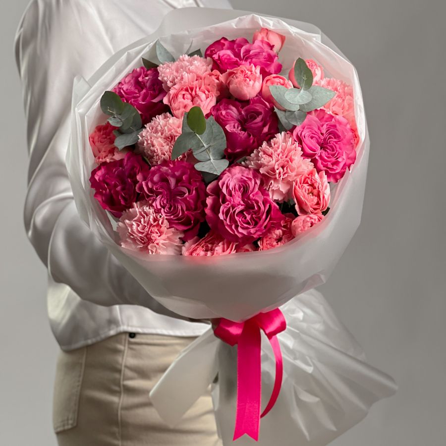 Авторский букет с розой "Кантри Блюз"