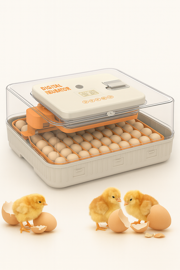 Инкубатор на 56 куринных яиц, с резервным питанием,  автоматическим переворотом и встроенным овоскопом