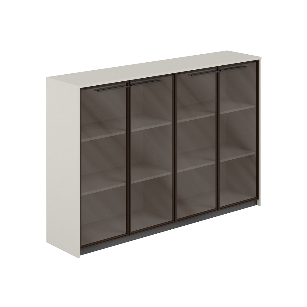 Шкаф средний с дверьми со стеклом в алюминиевой раме (2 шт), 1840х410х1226