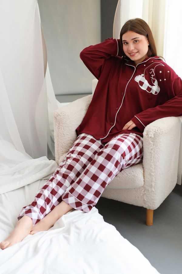 Пижама больших размеров Облако [бордовый]