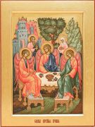 Рукописная икона Троица 30х40 см (Палех, сусальное золото)