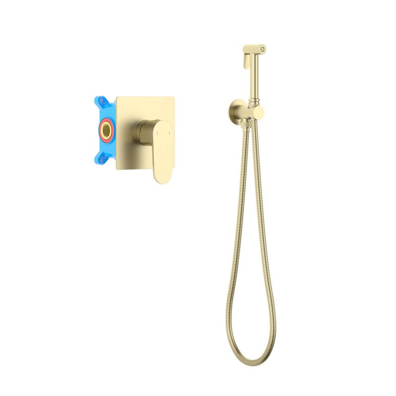 Смеситель с гигиеническим душем Aquatek Оберон, золото шлифованное AQ1219BG