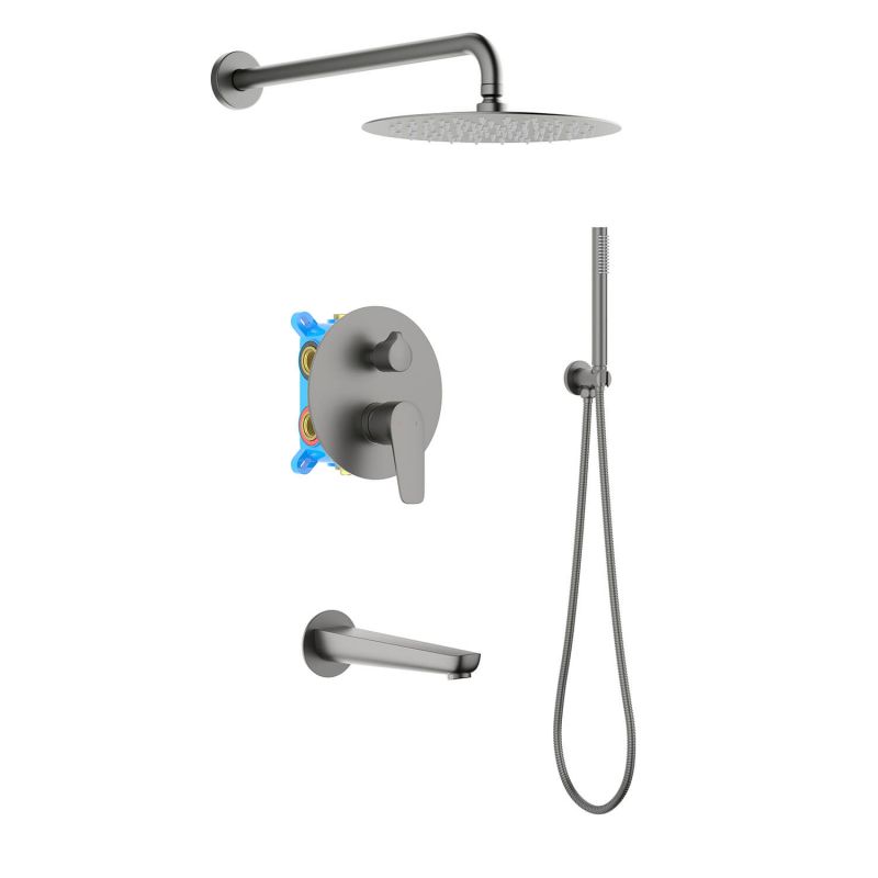 Душевой комплект встраиваемый Aquatek Бетта, оружейная сталь AQ1173BGM