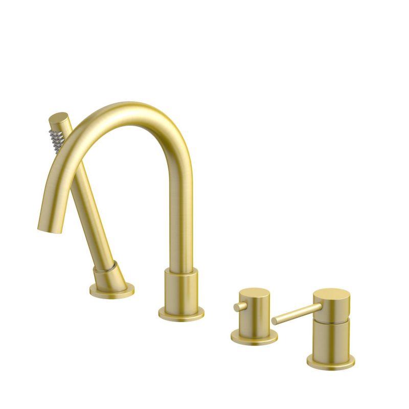 Душевой комплект на борт ванны Aquatek Европа, золото шлифованное AQ1348BG