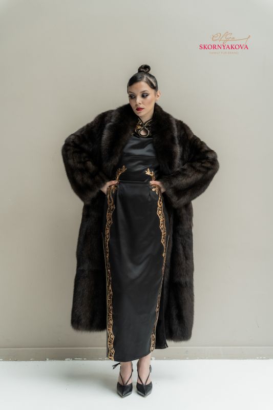 Шуба из элитного седого соболя