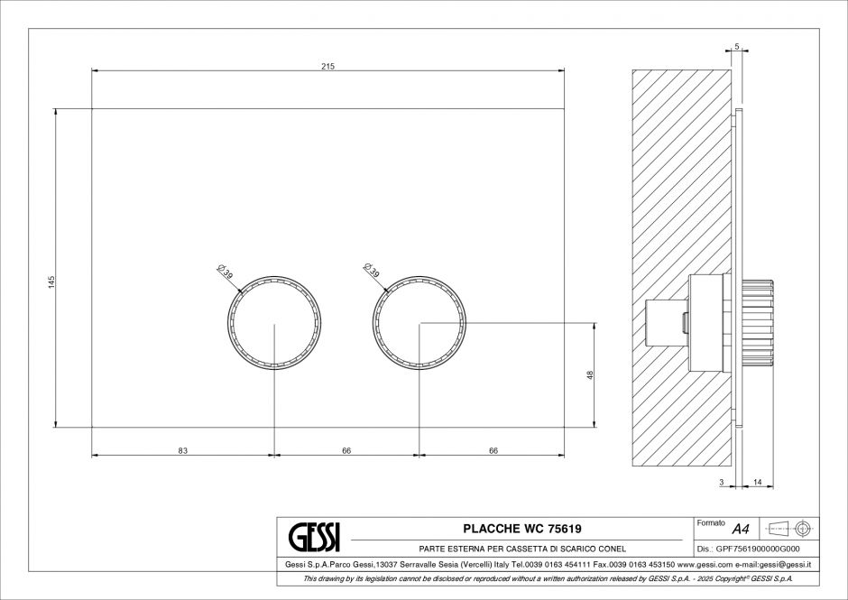 Панель смыва Gessi Incastri Sanit 75619 Villeroy&Boch ViConnect 21,5x14,5 см ФОТО