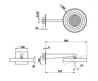 Верхний душ Gessi Incastri 63068 настенный длинный кронштейн схема 2