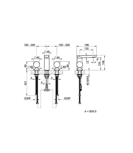 Смеситель для раковины Gessi Perle 74145 без донного клапана с вентилями-сферами из мрамора Emperador Dark и муранского стекла Battuto схема 2