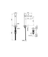 Смеситель для раковины Gessi Perle 74153 высокий с донным клапаном и вентилем из мрамора Emperador Dark схема 2