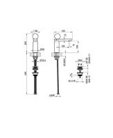 Смеситель для раковины Gessi Perle 74551 низкий с донным клапаном и вентилем из камня Onyx Green схема 2