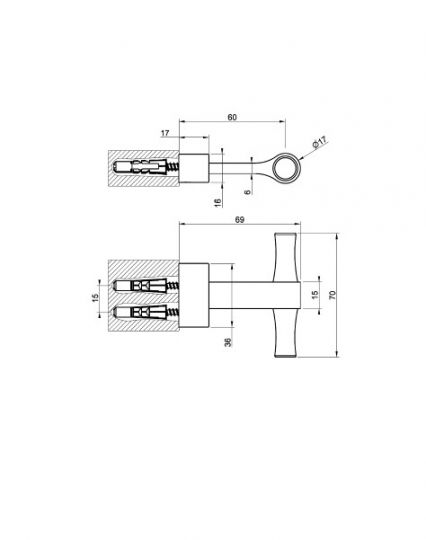 Крючок Gessi Jacqueline 77521 настенный металлический Т-образный схема 13