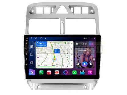 Магнитола Peugeot 307 2001-2008, рамка серебро, Farcar (TM017M )