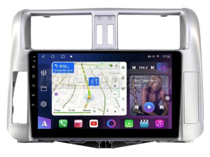 Магнитола Toyota Prado 150 2009-2013, рамка серебро, Farcar (TM065MS)