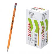 Карандаш чернографитный STAFF «EVERYDAY» BLP-724, 1 шт., НВ, с ластиком, корпус желтый, 181724