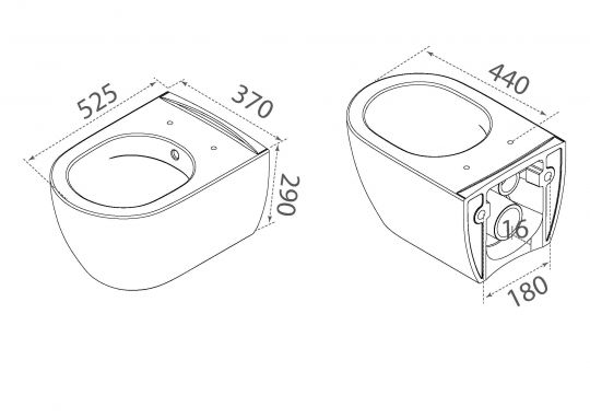 Подвесной унитаз Boheme Nero 961-SET-2-B с функцией биде и микролифтом черный матовый схема 2