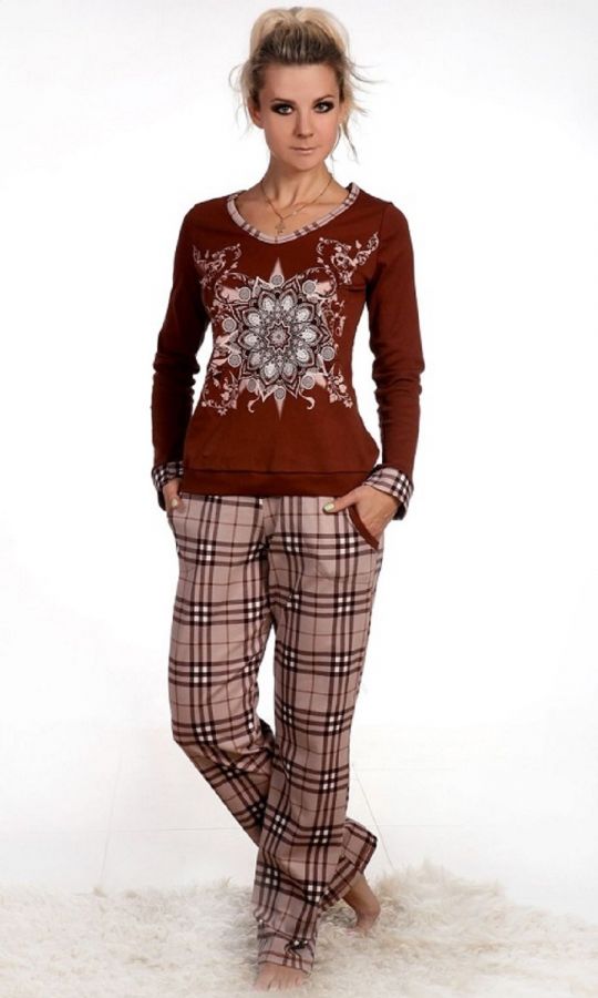 Женский домашний костюм с брюками и кофтой 22 [светло-коричневый]