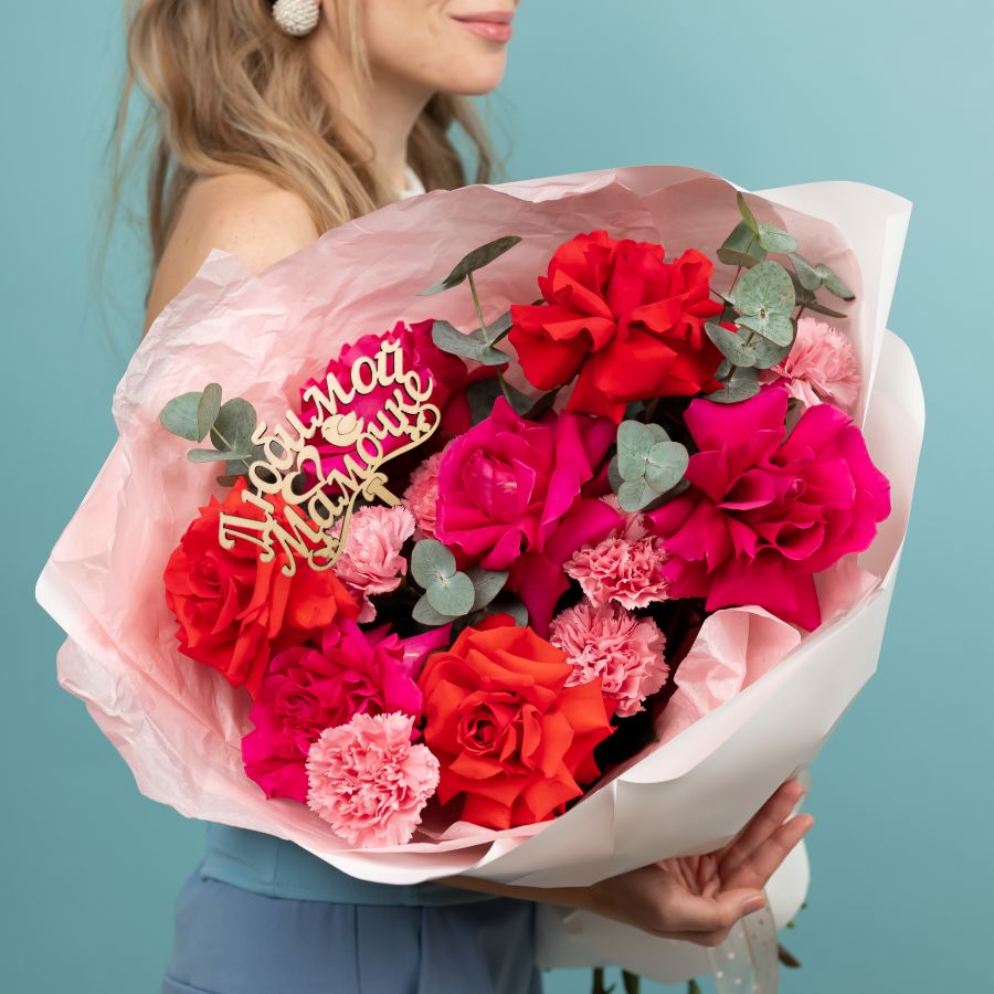 Букет французские розы и диантусы