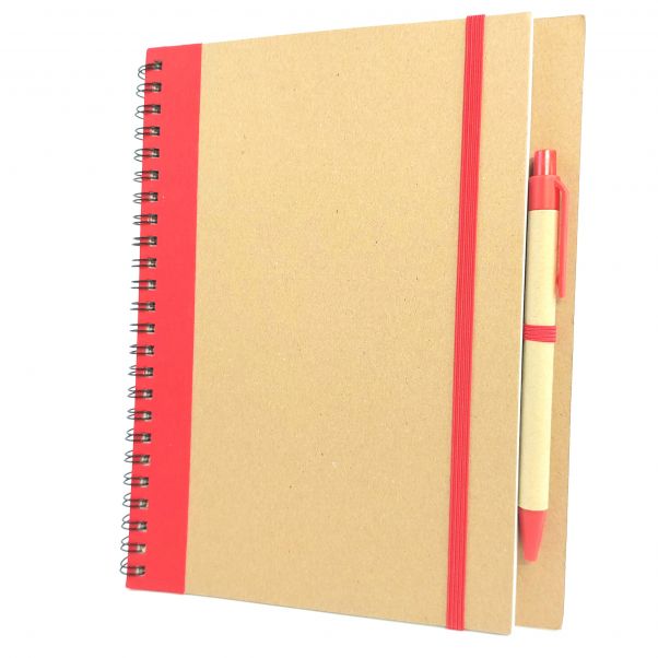 Эко блокнот ALANI с красной отделкой