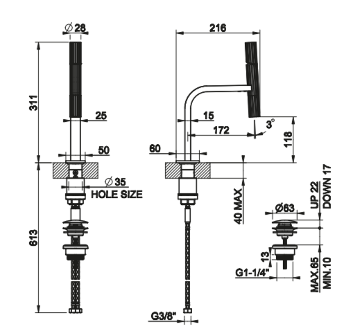 Смеситель для раковины Gessi Incastri 75251 с донным клапаном высота 31,1 см ФОТО