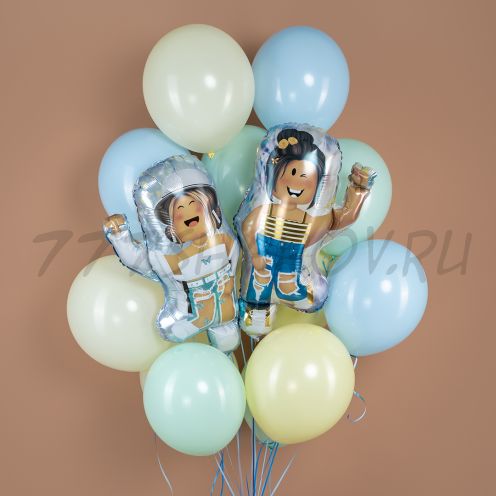 БУКЕТ ШАРОВ "РОБЛОКС" БЛОКИ ДЕВОЧКИ  С ГЕЛИЕМ.