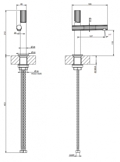 Смеситель для раковины однорычажный Gessi Incastri 75002 высота 21,2 см схема 2