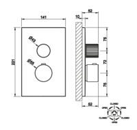 Смеситель для душа Gessi Incastri 75137 с термостатом на 3 позиции схема 2 Смеситель для душа Gessi Incastri 75137 с термостатом на 3 позиции схема 2