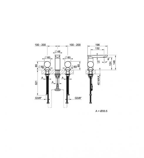 Смеситель для раковины Gessi Perle 74065 без донного клапана с вентилями-сферами из металла и муранского стекла Pulegoso схема 2