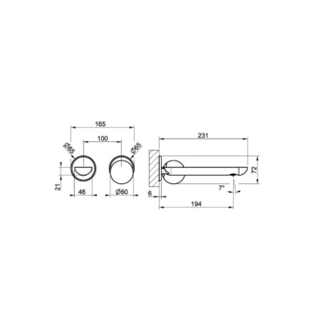 Смеситель для раковины Gessi Perle 74088 встраиваемый с металлическим вентилем-сферой схема 2