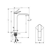 Смеситель для раковины Hansgrohe Vivenis 75040670 высокий с донным клапаном черный матовый схема 2 Смеситель для раковины Hansgrohe Vivenis 75040670 высокий с донным клапаном черный матовый схема 2