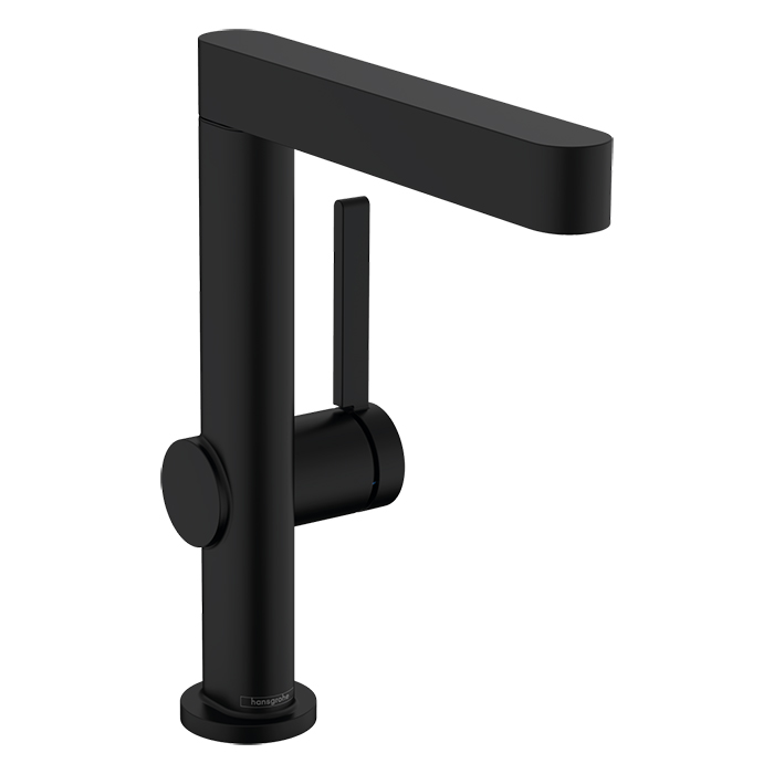 Изображение Смеситель для раковины Hansgrohe Finoris 76060670 с поворотным изливом и донным клапаном черный матовый