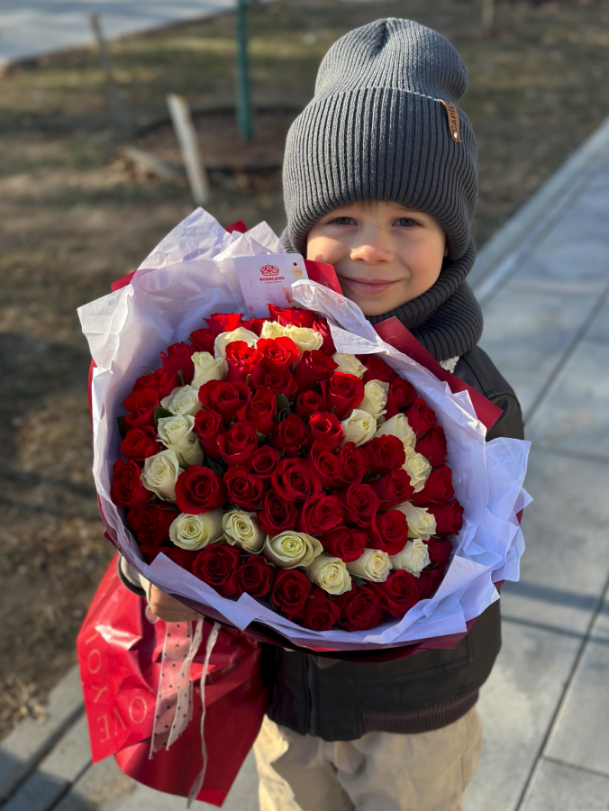 Букет в форме сердца  из кенийской розы