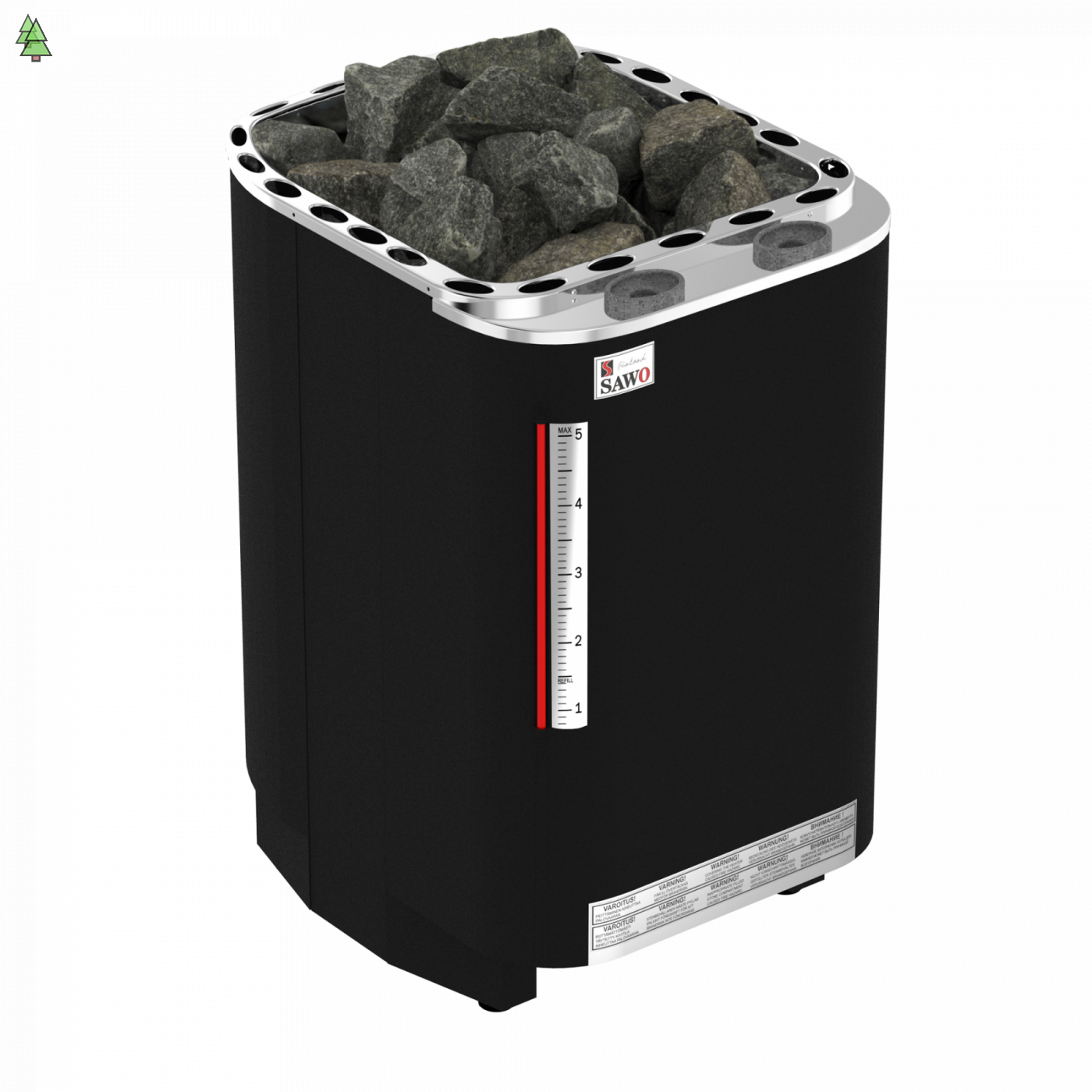 SAWO Электрическая печь Savonia напольная со встр. парогенератором, 9,0 кВт, нерж. сталь, фибропокрытие, черная, выносной пульт (пульт и блок мощности докупаются отдельно)