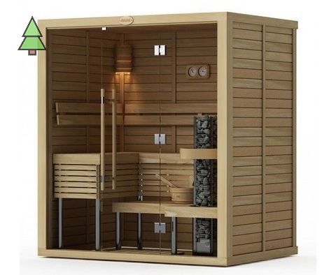 Сауна в сборе SAWO 1420ML-PD-G (1,4м х 2,0м, кедр, полностью стеклянная стена, дизайн Piano)