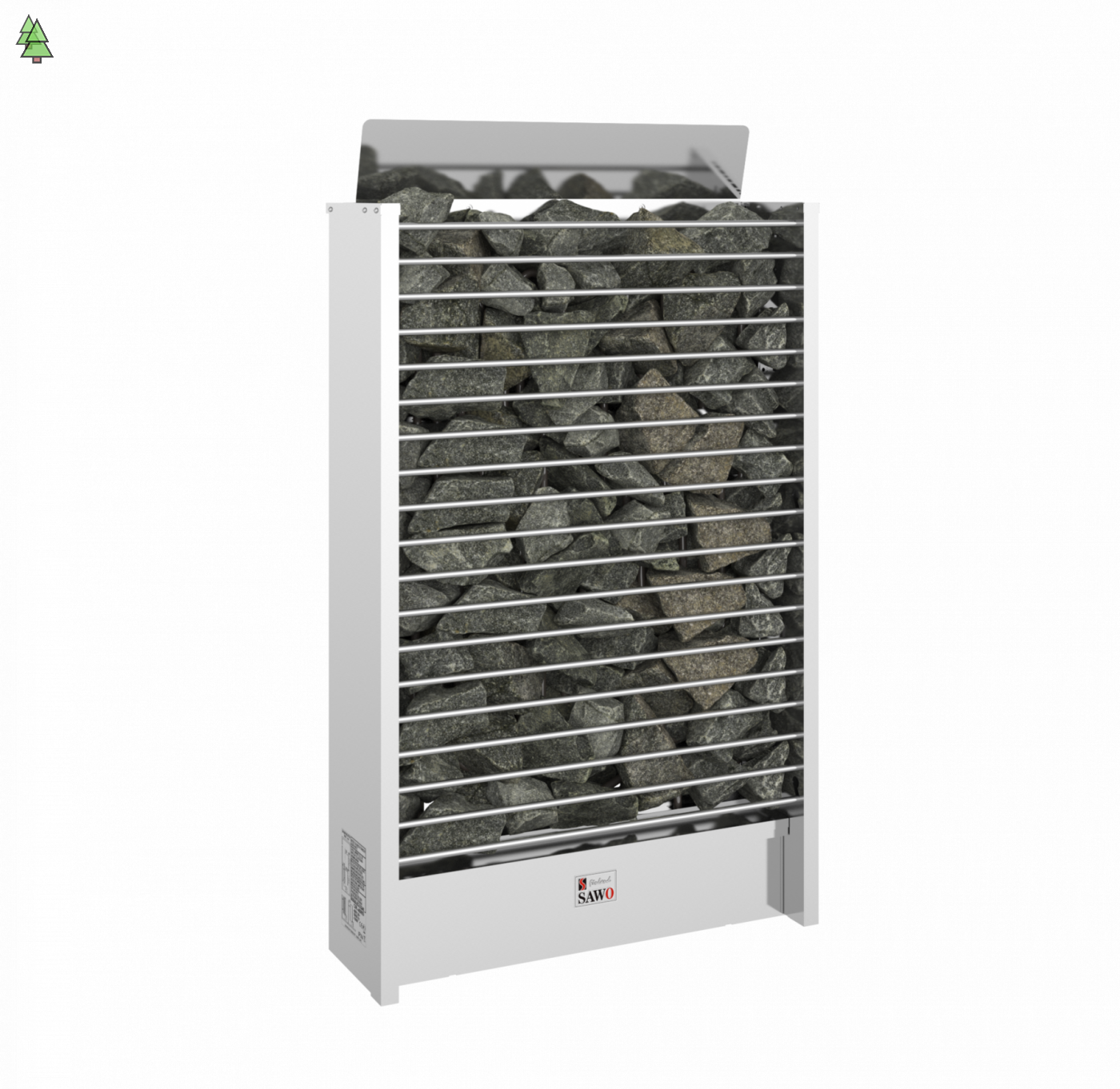 SAWO Электрическая печь Cirrus rock настенная, 4,5 кВт, нерж. сталь, артикул CRR3-45NS-P, выносной пульт (пульт и блок мощности докупаются отдельно)