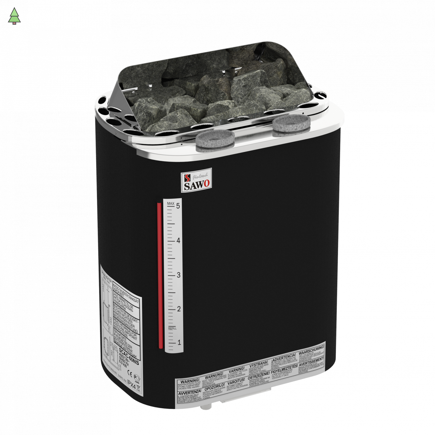 SAWO Электрическая печь SCANDIA SCAC-80NS-Р-F, с парогенератором, внутри из нержавейки, снаружи защитное покрытие , выносной пульт (пульт и блок мощности докупаются отдельно)