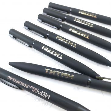 Черные ручки Mirror с логотипом ТИТАН