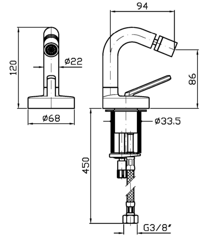Cмеситель для биде Zucchetti Isy22 ZIS1366 ФОТО