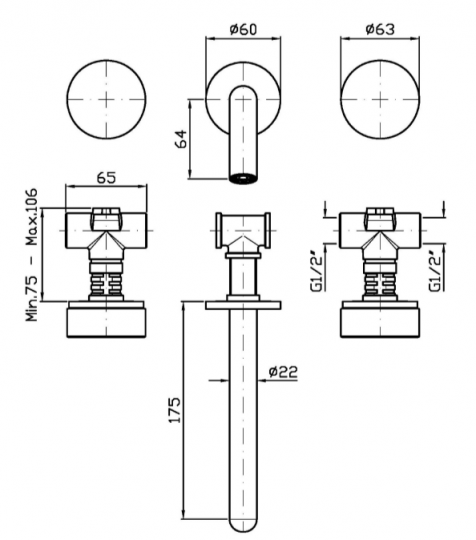 Встраиваемый смеситель для раковины Zucchetti Isy22 ZIS4640.C50 схема 2