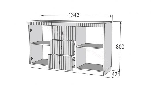 Комод на цоколе Ольга 3 Дуб делано серый