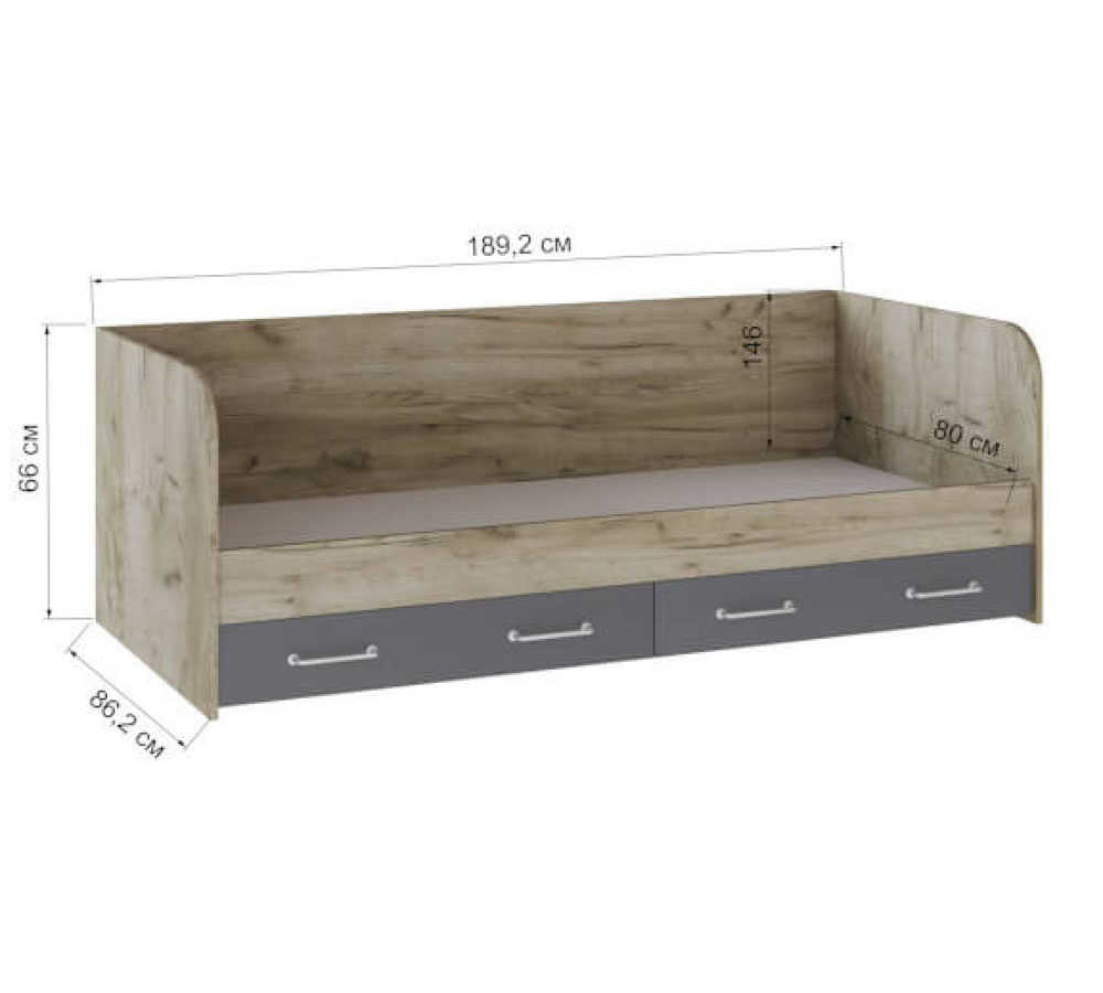 Кровать с ящиками "Колибри-Лофт" без матраса