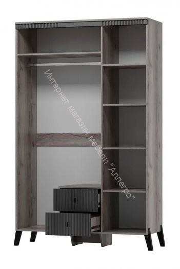 Шкаф трехдверный с ножками Ольга 3  Дуб делано серый